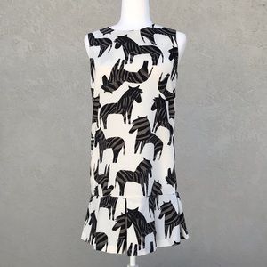 Zebra Printed Pleated Dress